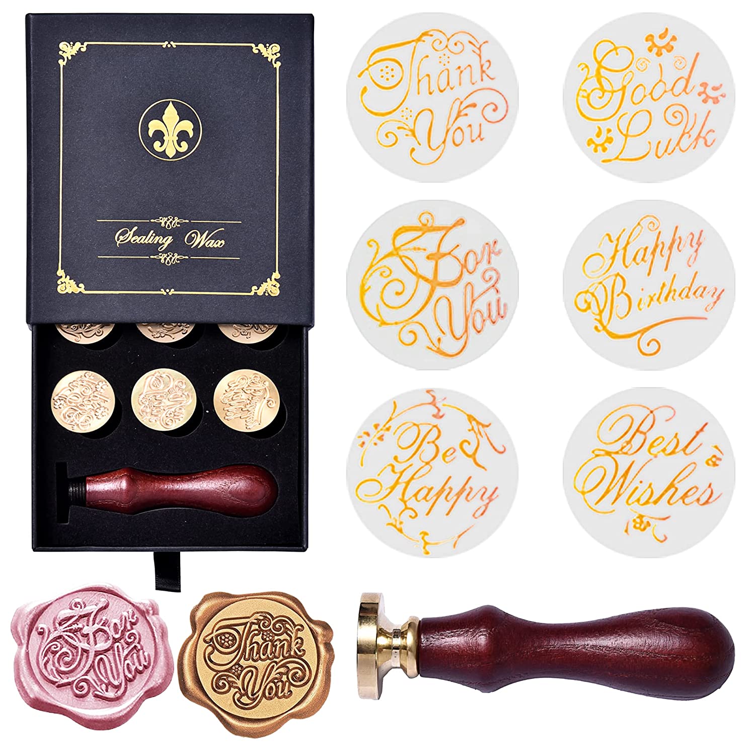 Wax Seal Stamp Set, Wax Seal Kit, Vintage Personalized Wax Seal Stamp for  Letter Cards Invitations 