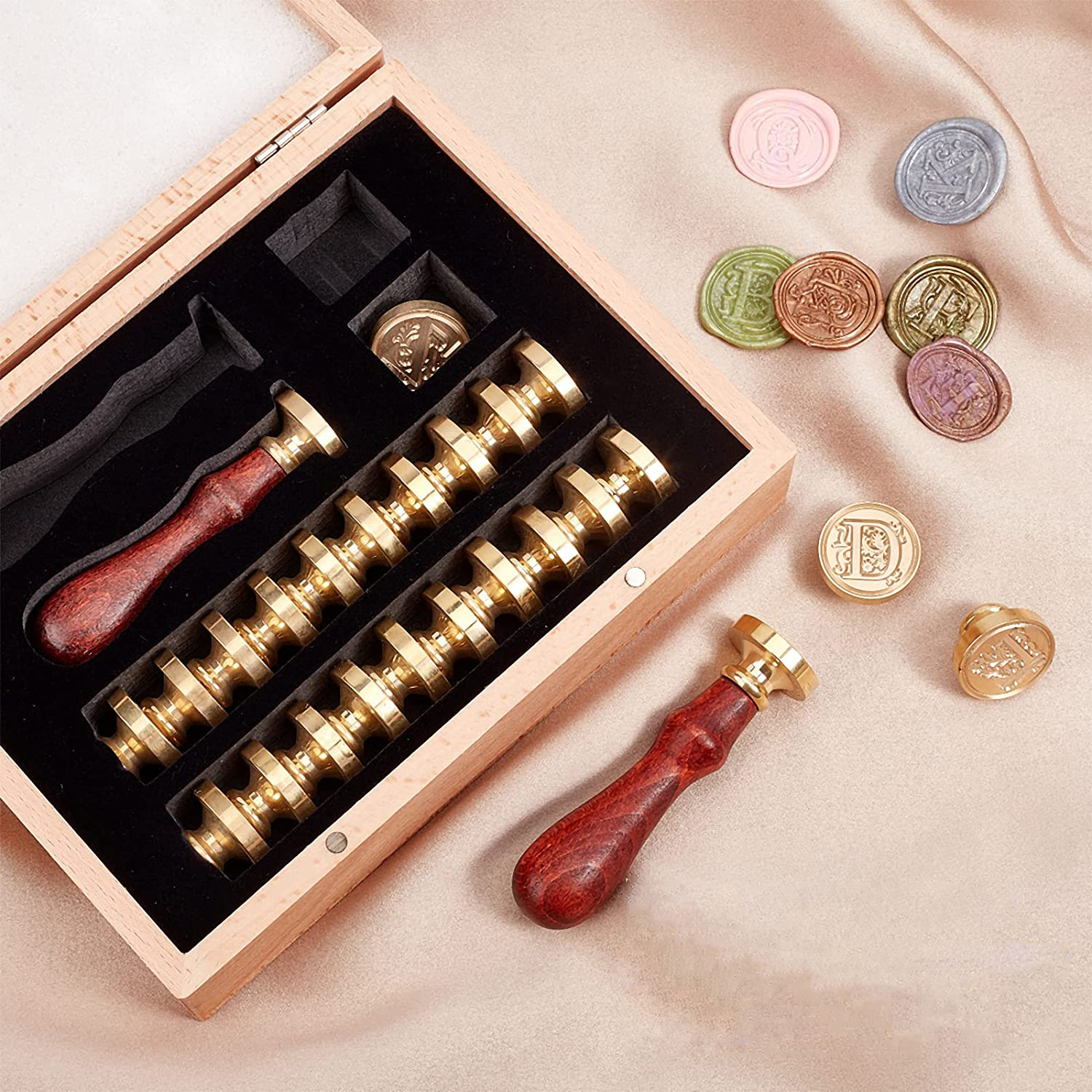 High-Quality Wax Seal Stamp Kit - Initial Letters Alphabet Set - Gift Box